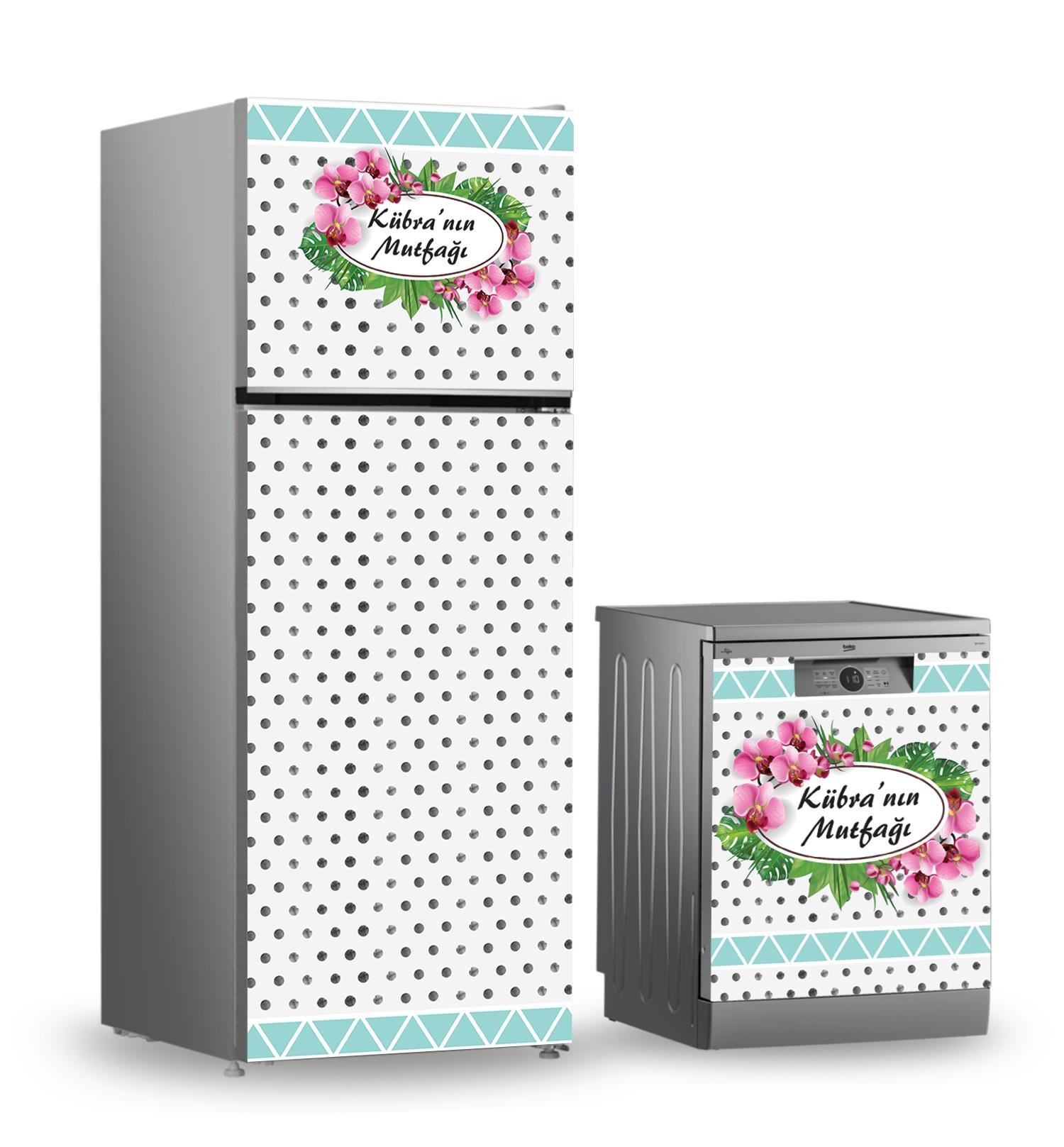 Buzdolabı ve Bulaşık Makinesi Kaplama Folyo Sticker Kişiye Özel 96