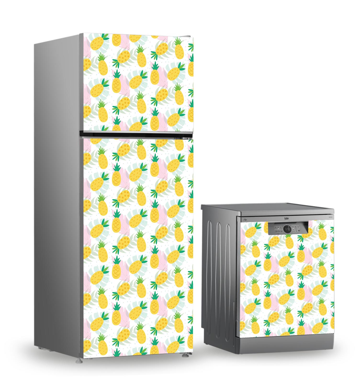 Buzdolabı ve Bulaşık Makinesi Kaplama Folyo Sticker Ananas Desenli 133