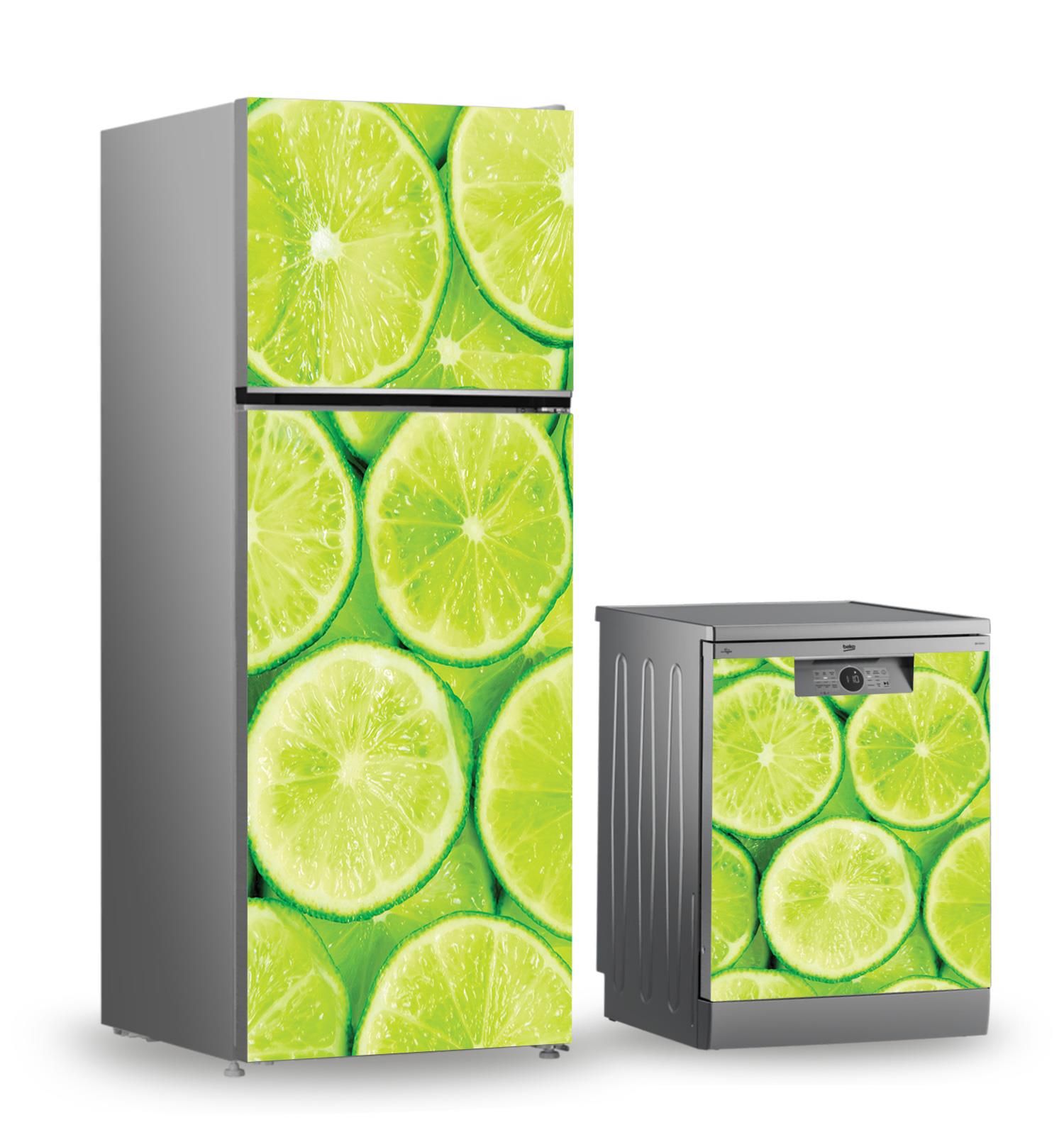 Buzdolabı ve Bulaşık Makinesi Kaplama Folyo Sticker Limon Dilimi Arka Planlı 36