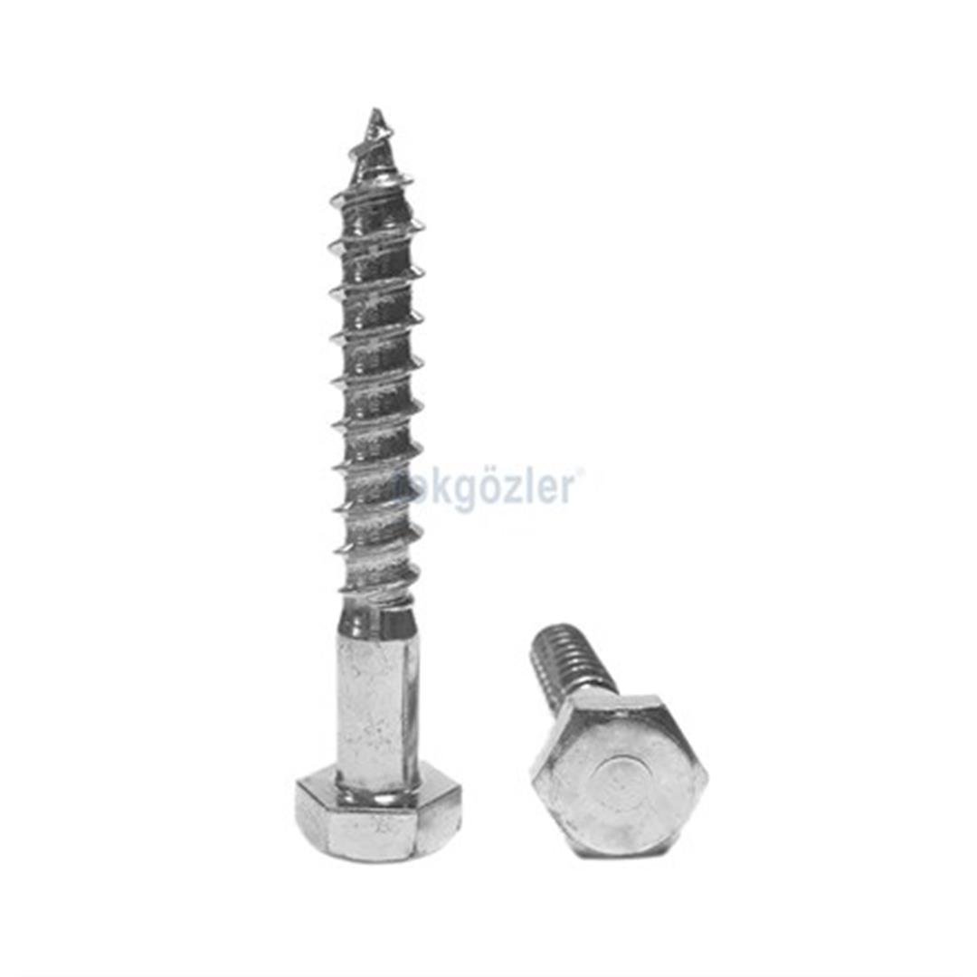 8x70 DIN 571 6.8 Kalite AKB (Altı Köşe Başlı) Demir Trifon Vida Beyaz
