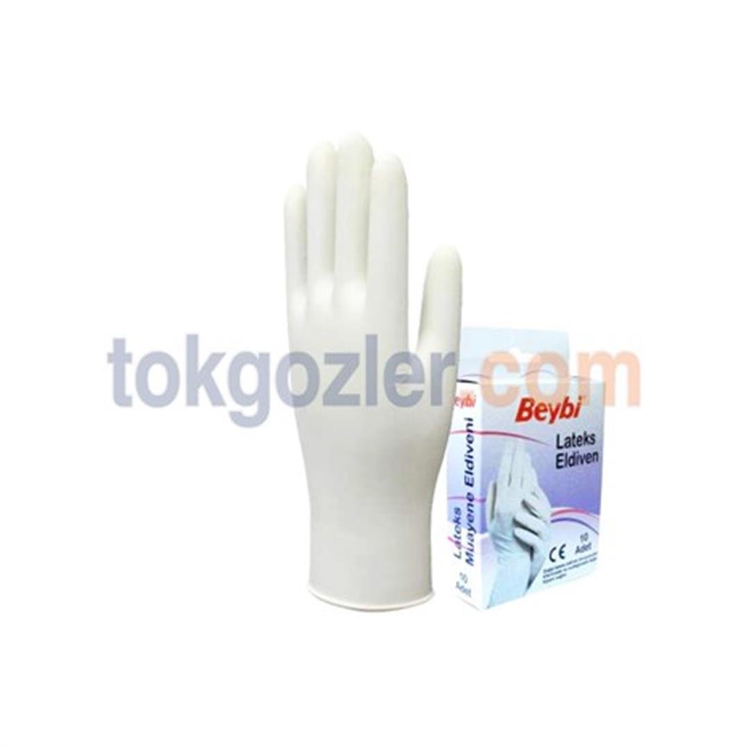 Beybi Lateks Muayene Eldiveni Pudralı 10'lu Paket