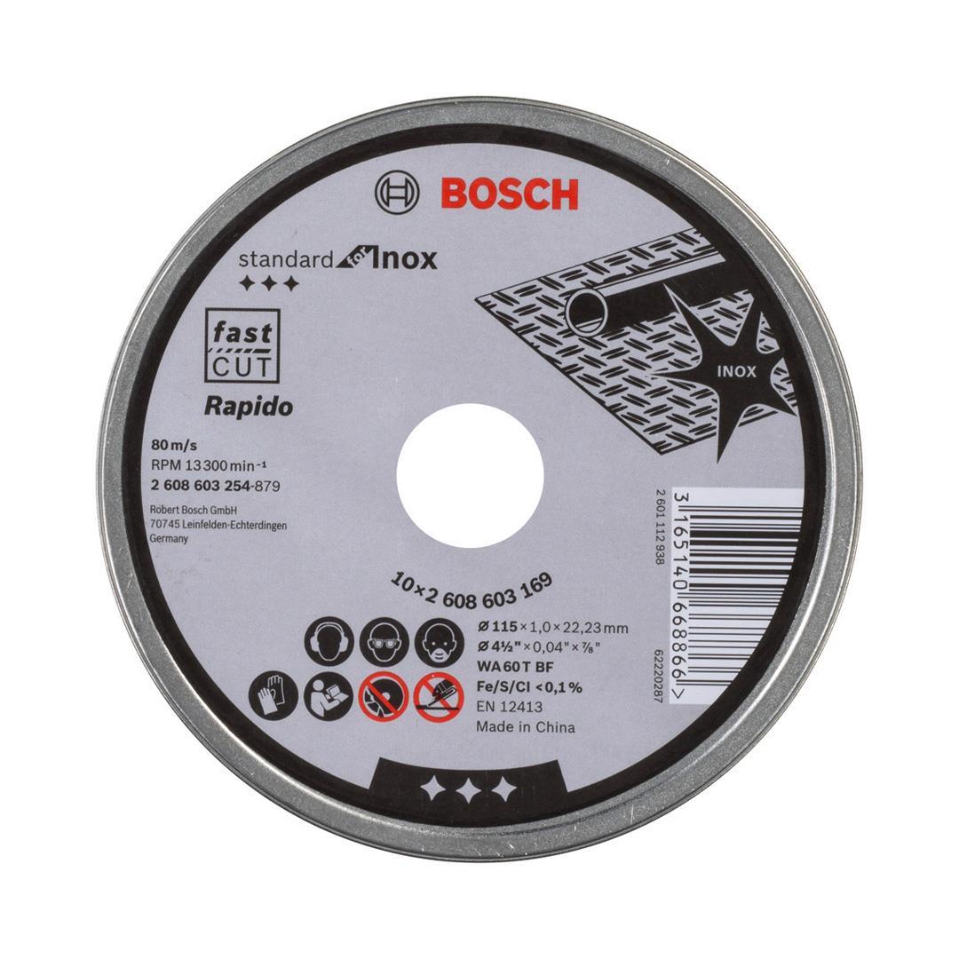Bosch 115x1.0mm Standard for Inox Rapido 10'lu Düz Kesme Diski