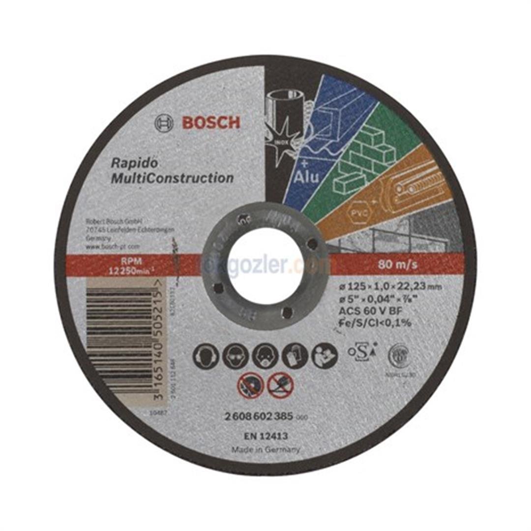 Bosch 125x1.0 mm Rapido MultiConstruction Düz Kesme Diski