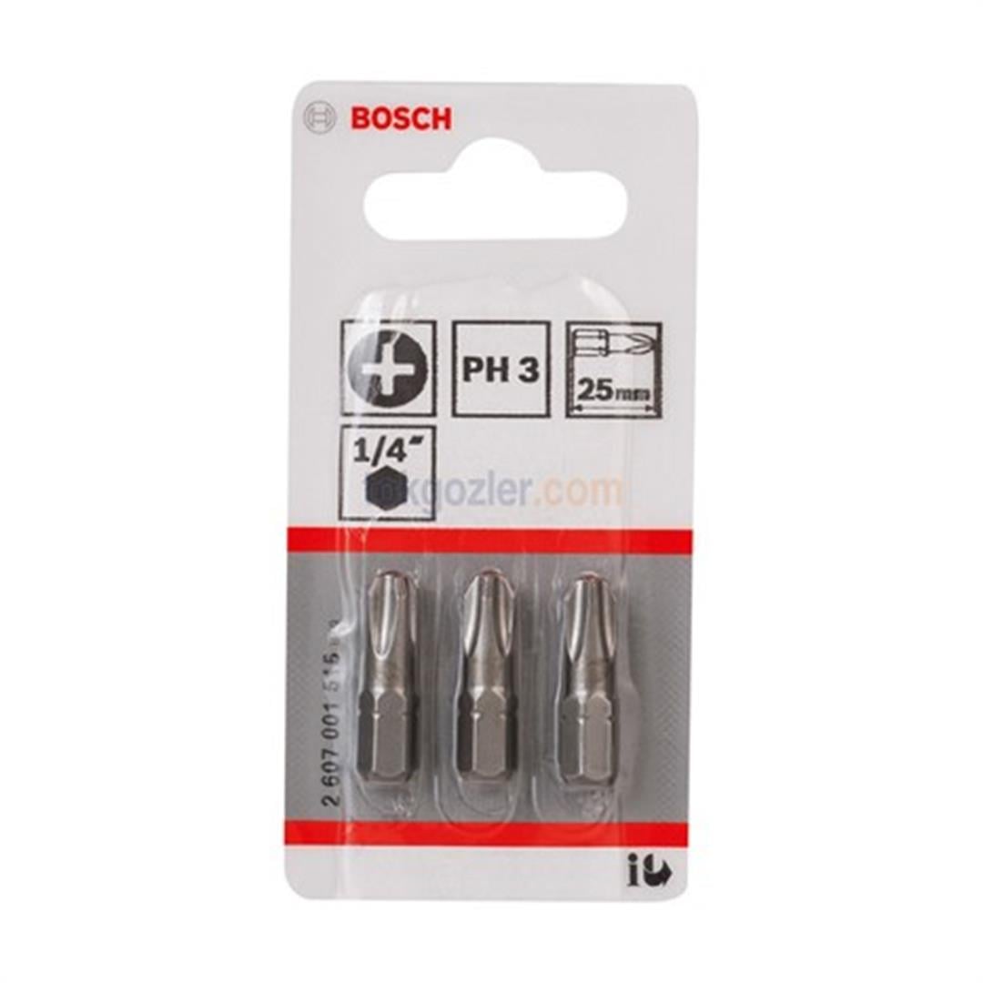Bosch ExtraHard Ekstra Sert Vidalama Ucu PH3x25 mm 3'lü Paket