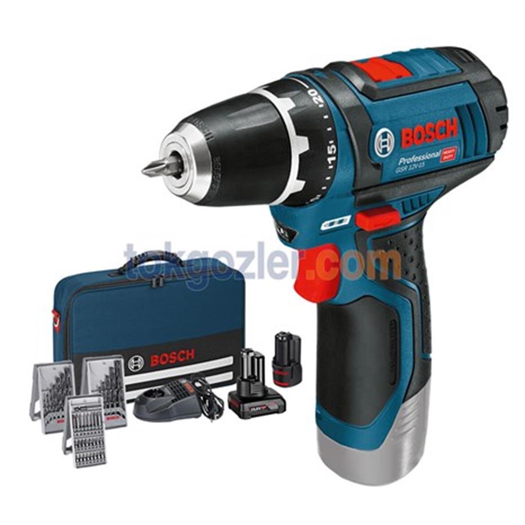 Bosch GSR 12V-15 Profesyonel 2 Ah ve 4 Ah Çift Akülü Taşıma Çantalı Vidalama