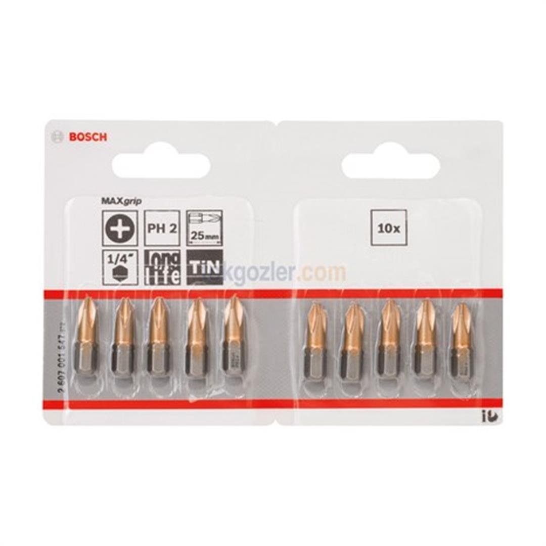 Bosch MaxGrip Vidalama Ucu PH2x25 mm 10'lu Paket