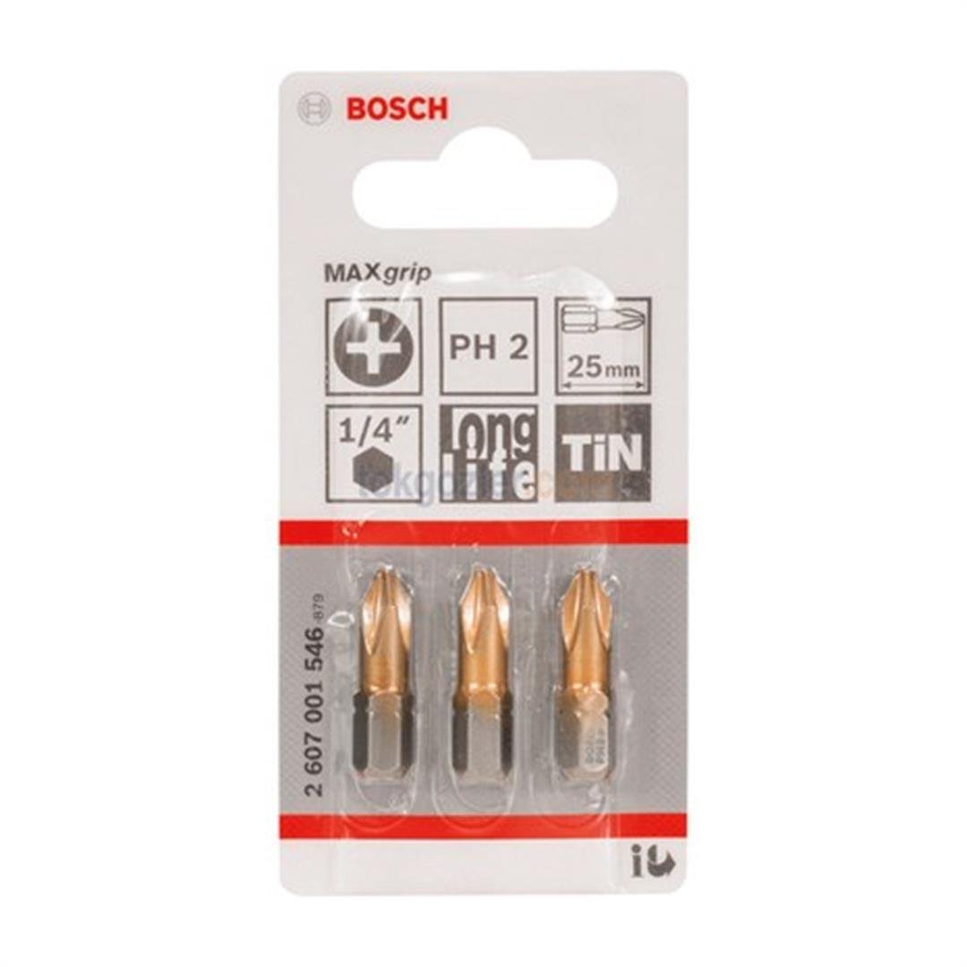 Bosch MaxGrip Vidalama Ucu PH2x25 mm 3'lü Paket