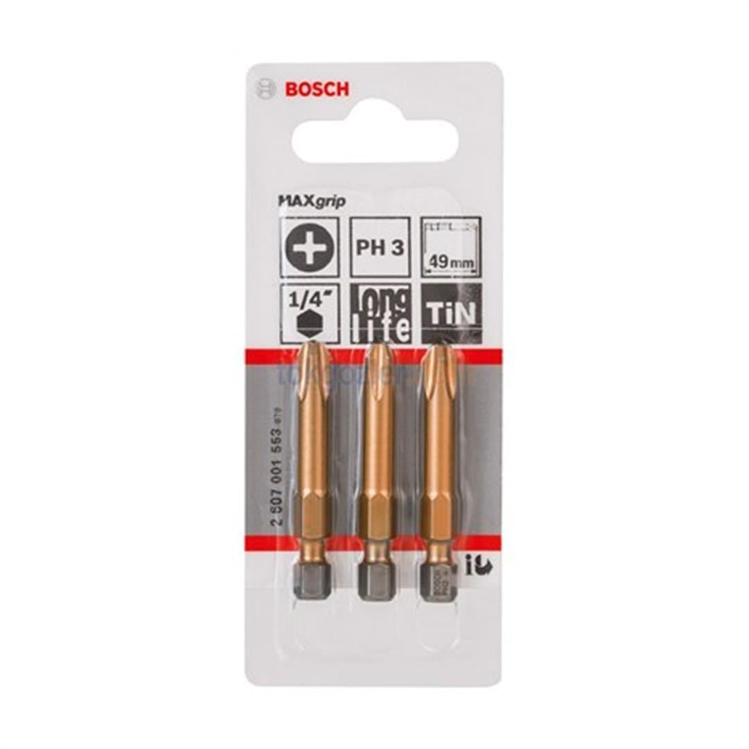 Bosch MaxGrip Vidalama Ucu PH3x49 mm 3'lü Paket