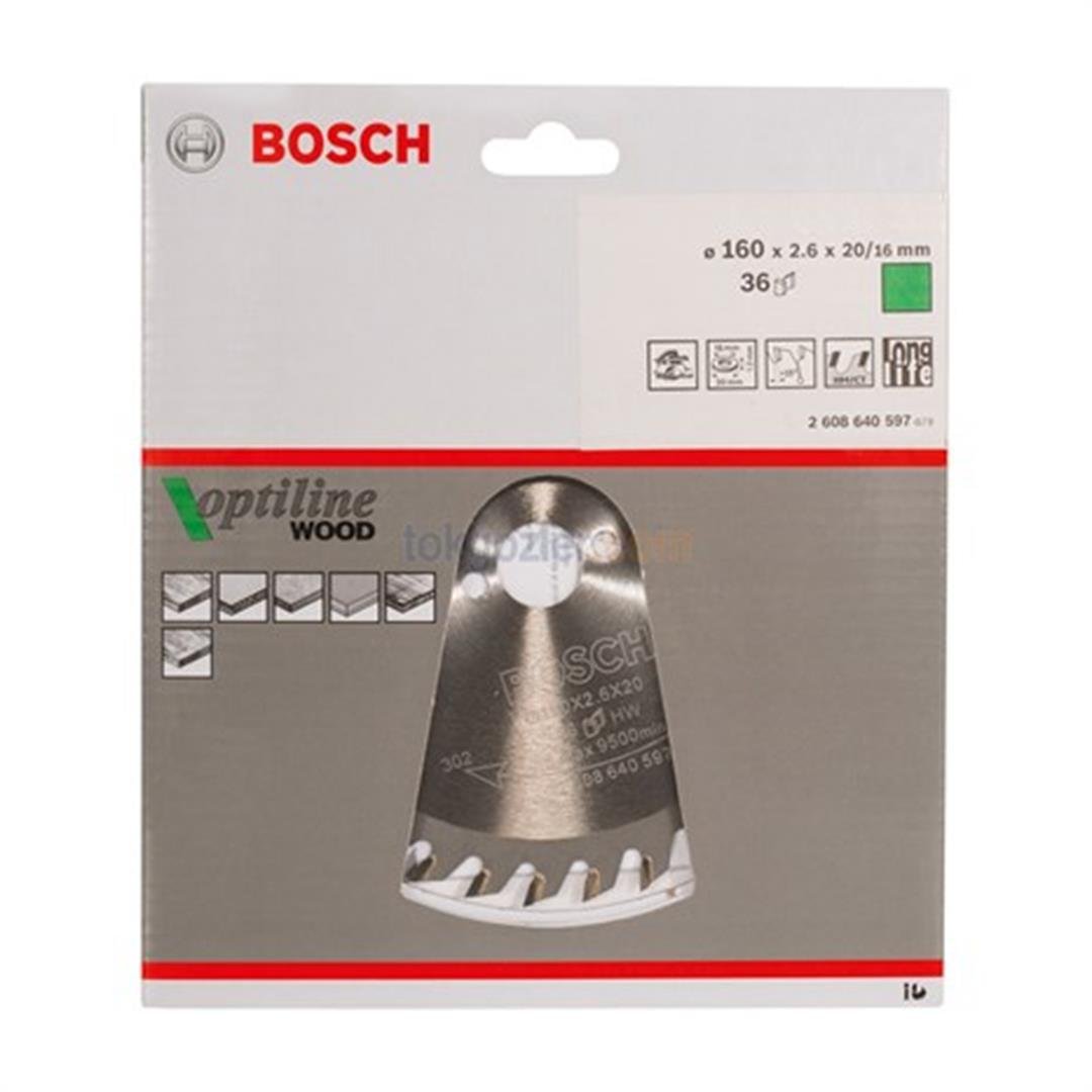 Bosch Optiline Wood 160x20/16 mm 36 Diş Ahşap İçin Daire Testere Bıçağı