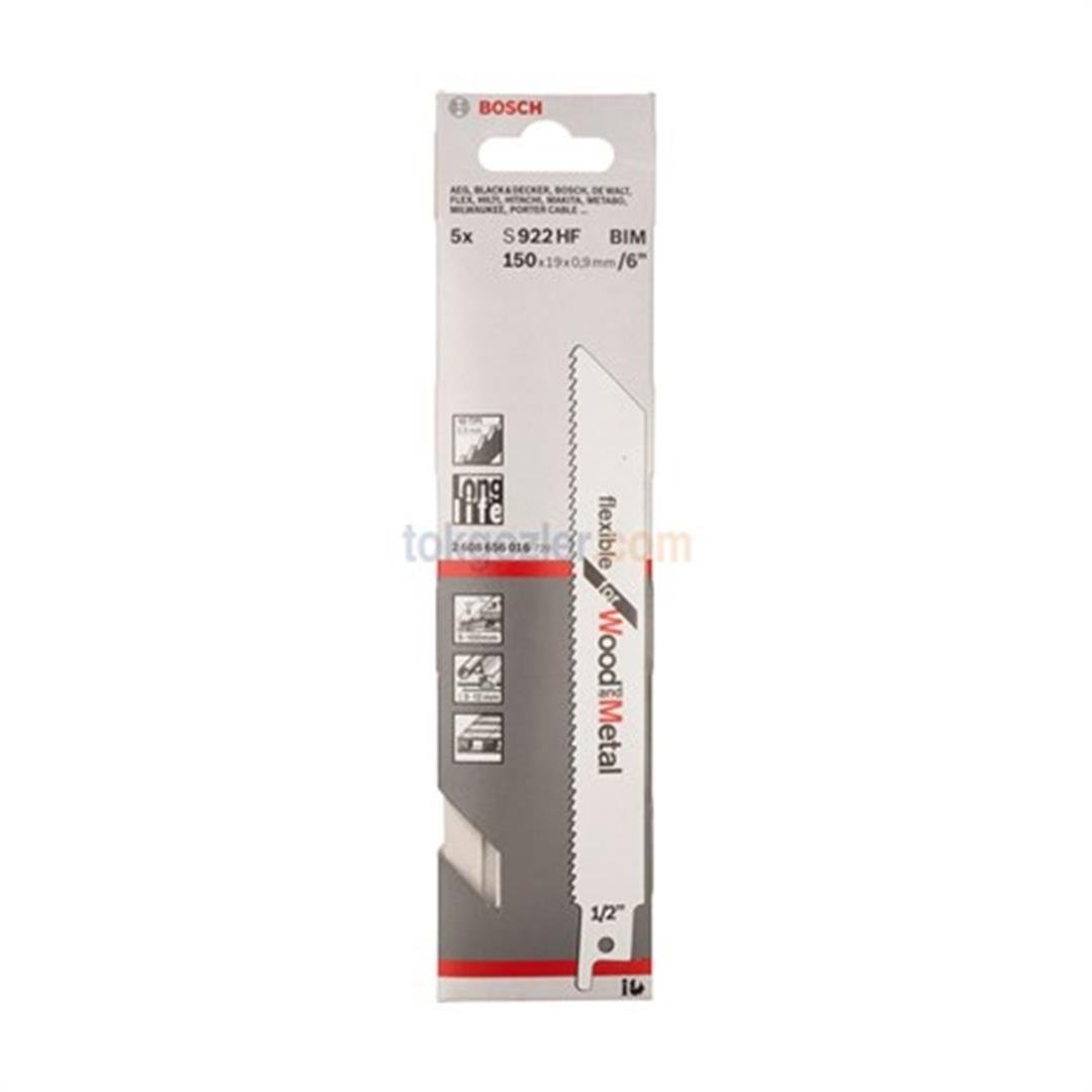 Bosch S 922 HF Flexible for Wood and Metal 5'li Ahşap ve Metal Tilki Kuyruğu Testere Bıçağı