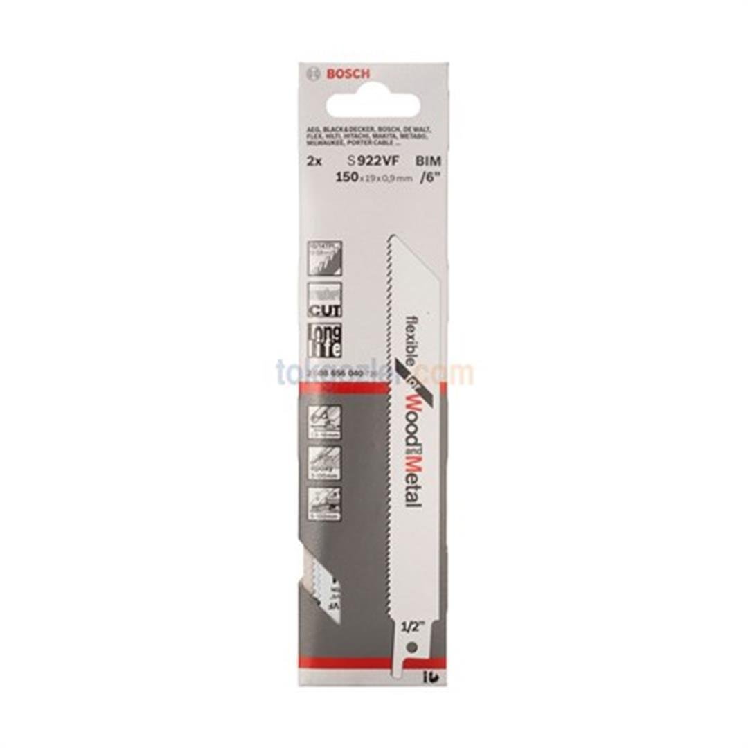 Bosch S 922 VF Flexible for Wood and Metal 2'li Ahşap ve Metal Tilki Kuyruğu Testere Bıçağı