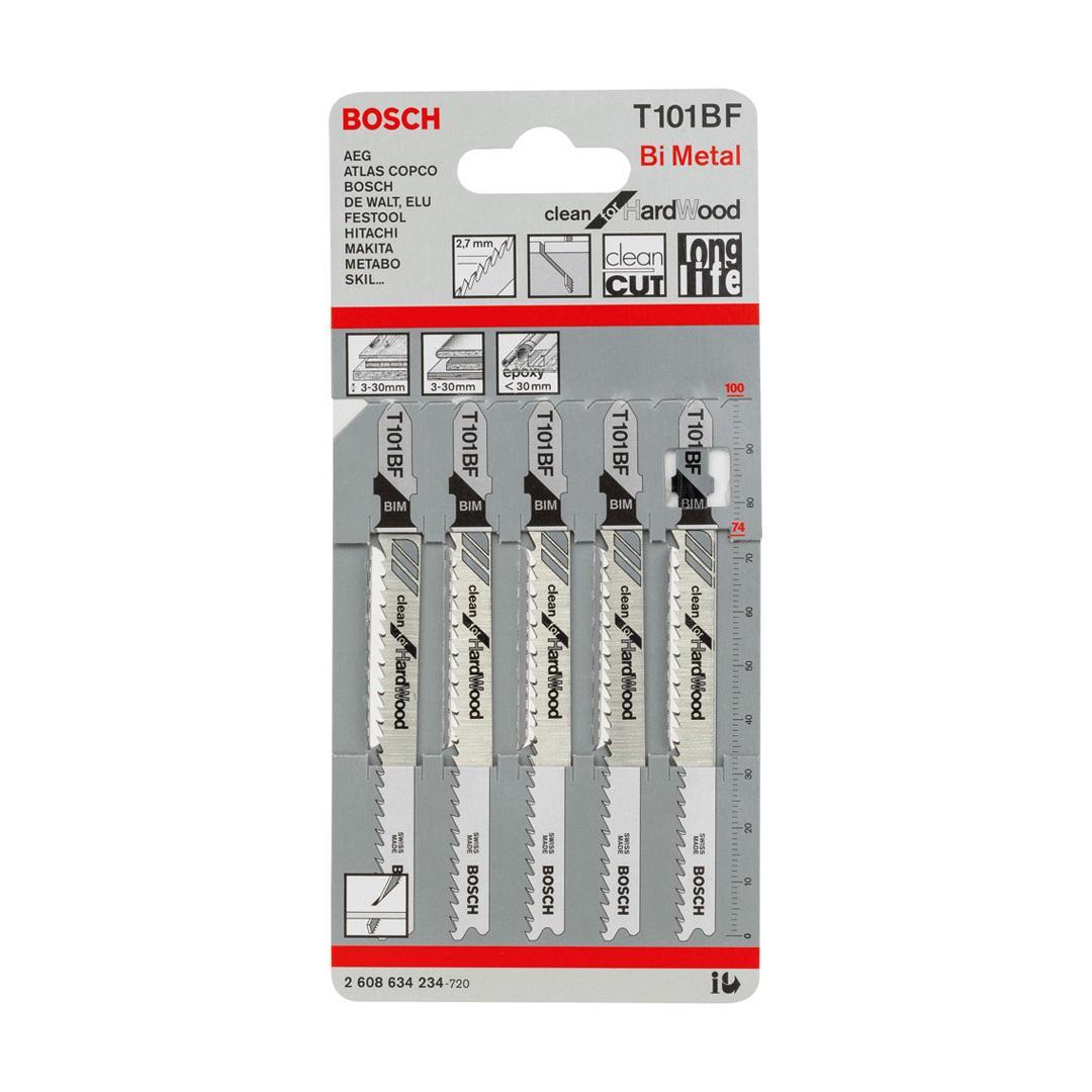 Bosch T 101 BF Clean for Hard Wood 5'li Ahşap İçin Dekupaj Testeresi Bıçağı