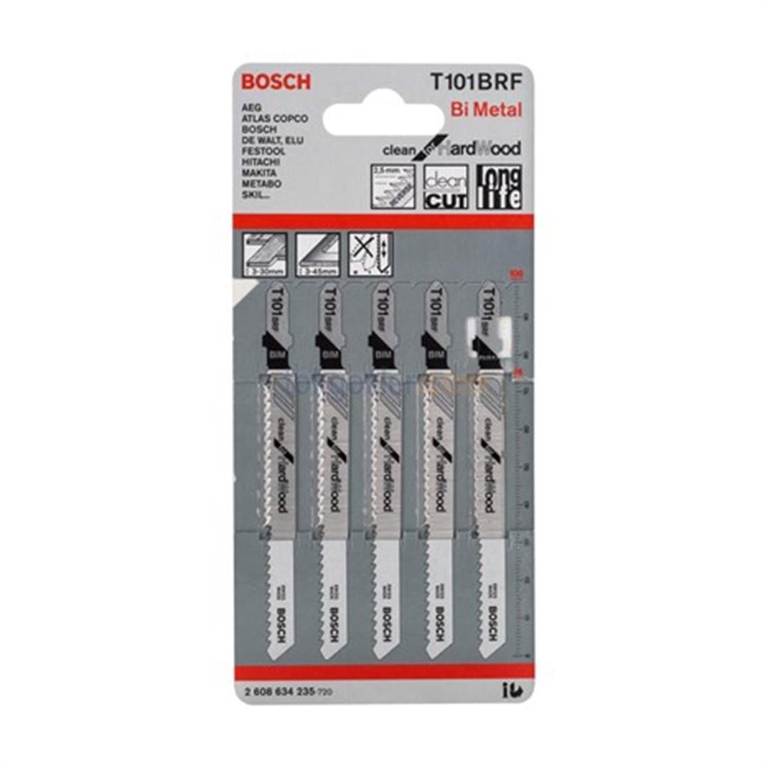 Bosch T 101 BRF Clean for Hard Wood 5'li Ahşap İçin Dekupaj Testeresi Bıçağı