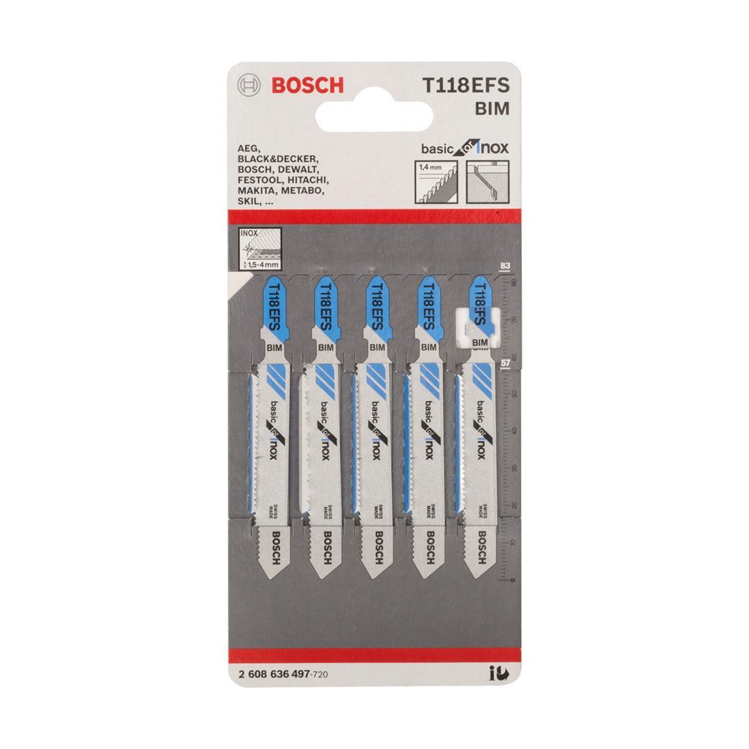Bosch T 118 EFS Basic for Inox 5'li Paslanmaz İçin Dekupaj Testeresi Bıçağı