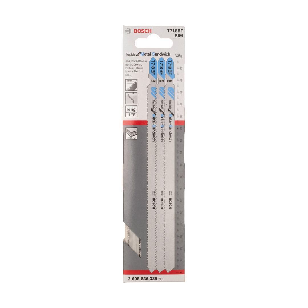 Bosch T 718 BF Flexible Metal-Sandwich 3'lü Metal Sandviç Materyaller İçin Dekupaj Testeresi Bıçağı