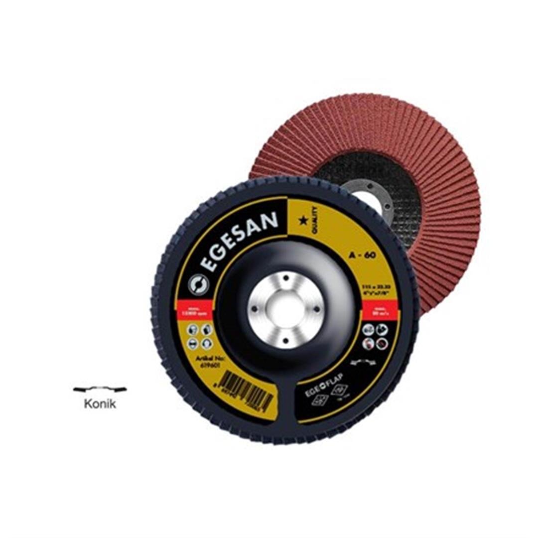 Egesan 115x22.23 Quality Serisi AO Flap Disk Zımpara 60 Kum 590048