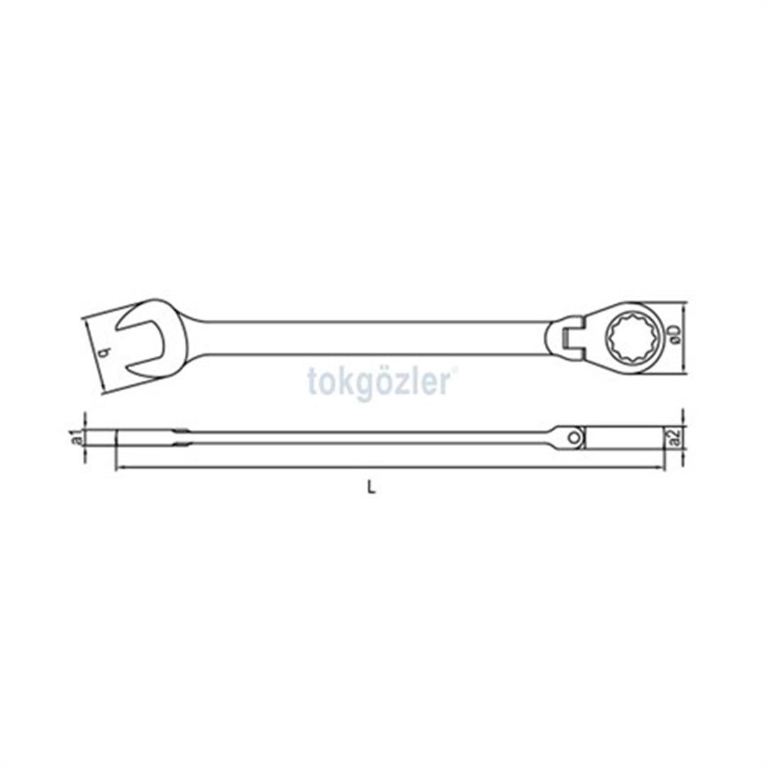 İzeltaş 0345 Mafsallı Cırcır Kombine Anahtar 12 mm