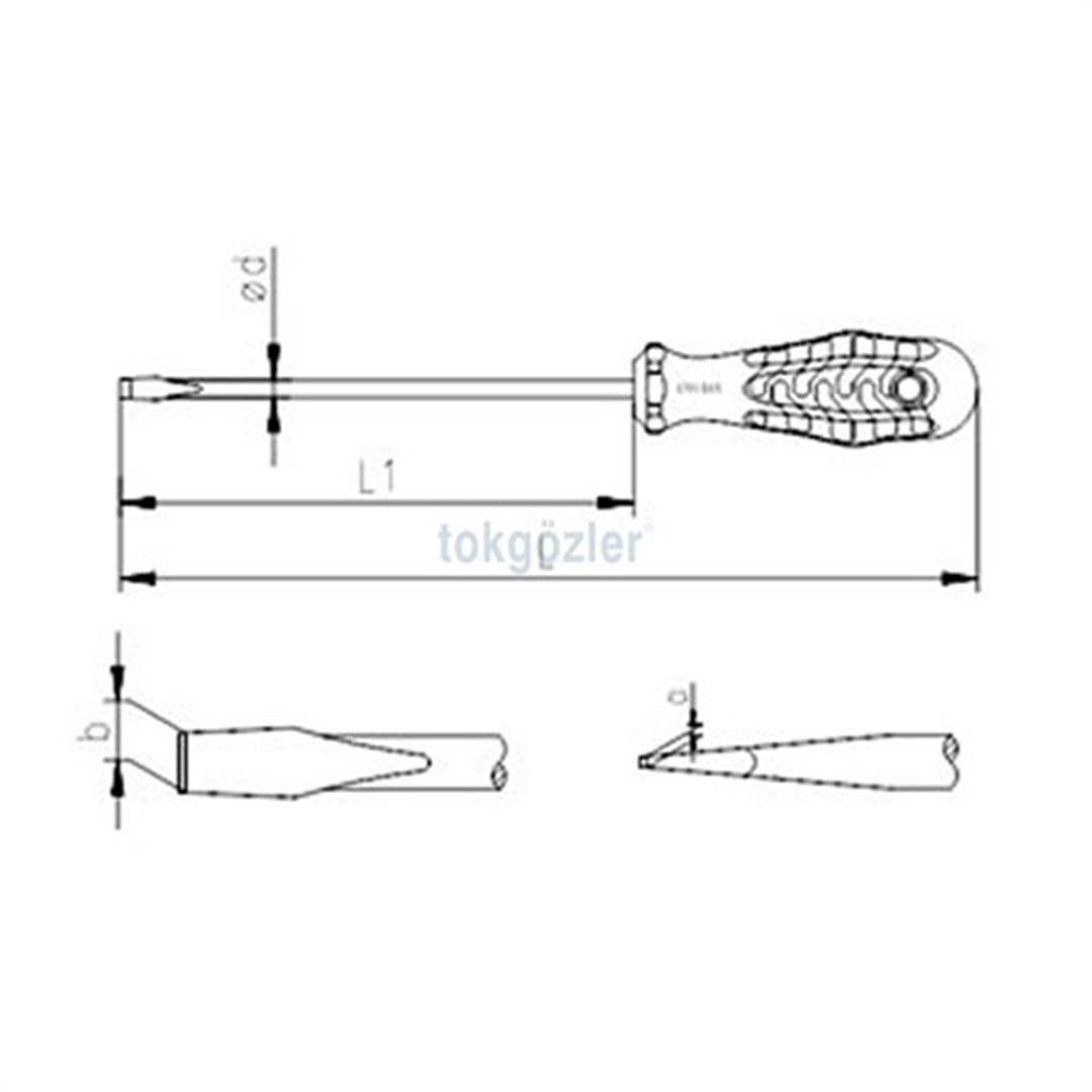 İzeltaş 4100 Kraft Serisi Süngüsü Uzun Düz Uçlu Tornavida 5x250 mm