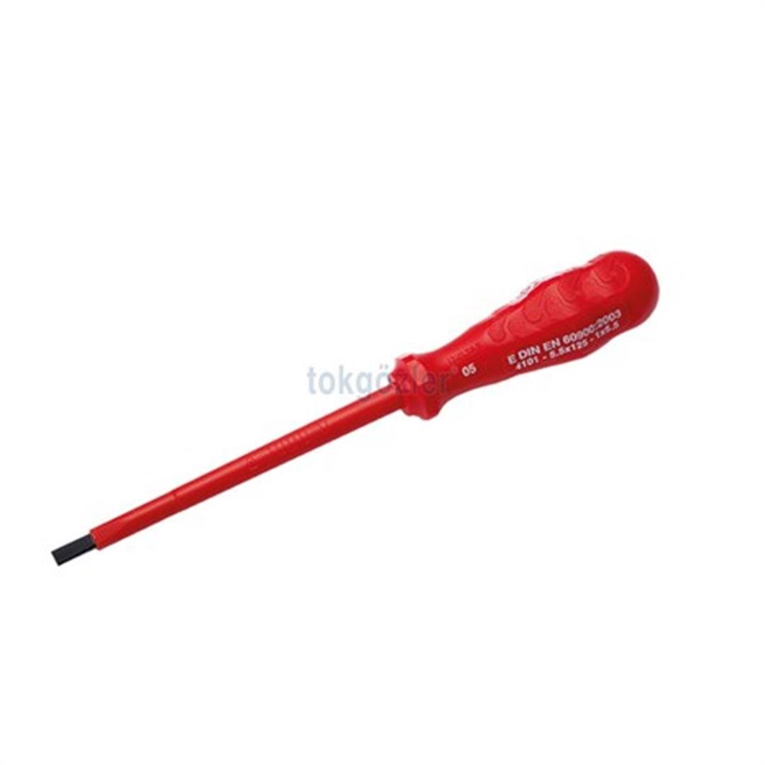 İzeltaş 4101 Süngüsü İzoleli Düz Uçlu Tornavida 4x100 mm