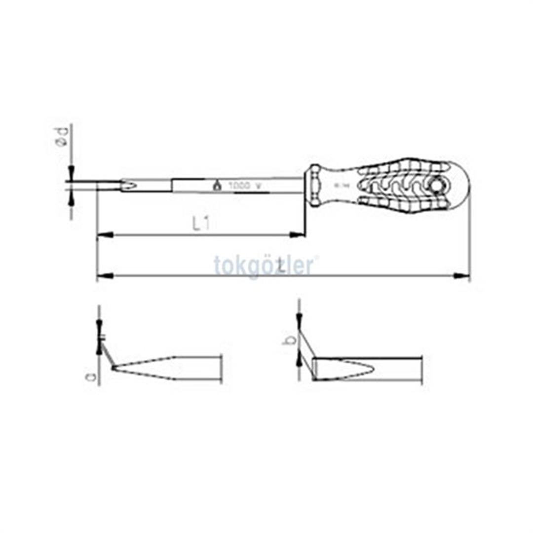 İzeltaş 4101 Süngüsü İzoleli Düz Uçlu Tornavida 4x100 mm