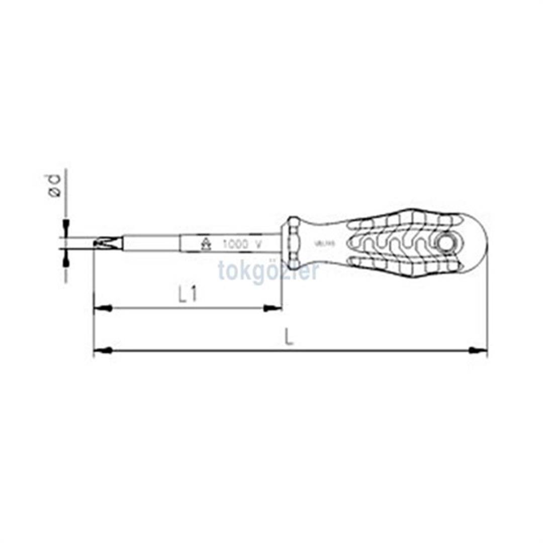 İzeltaş 4121 Süngüsü İzoleli Yıldız Uçlu Tornavida 3x60 mm