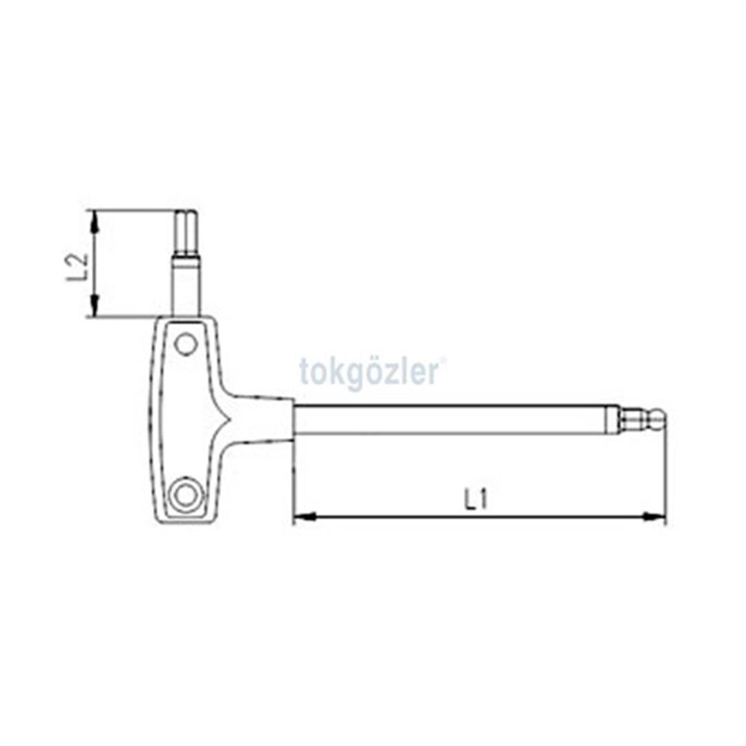 İzeltaş 4921 Yuvarlak Başlı T Tipi Allen Anahtar 2.5 mm
