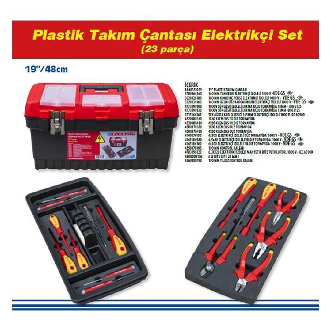 İzeltaş 8440001023 Elektrikçi Set Plastik Takım Çantalı 23 Parça