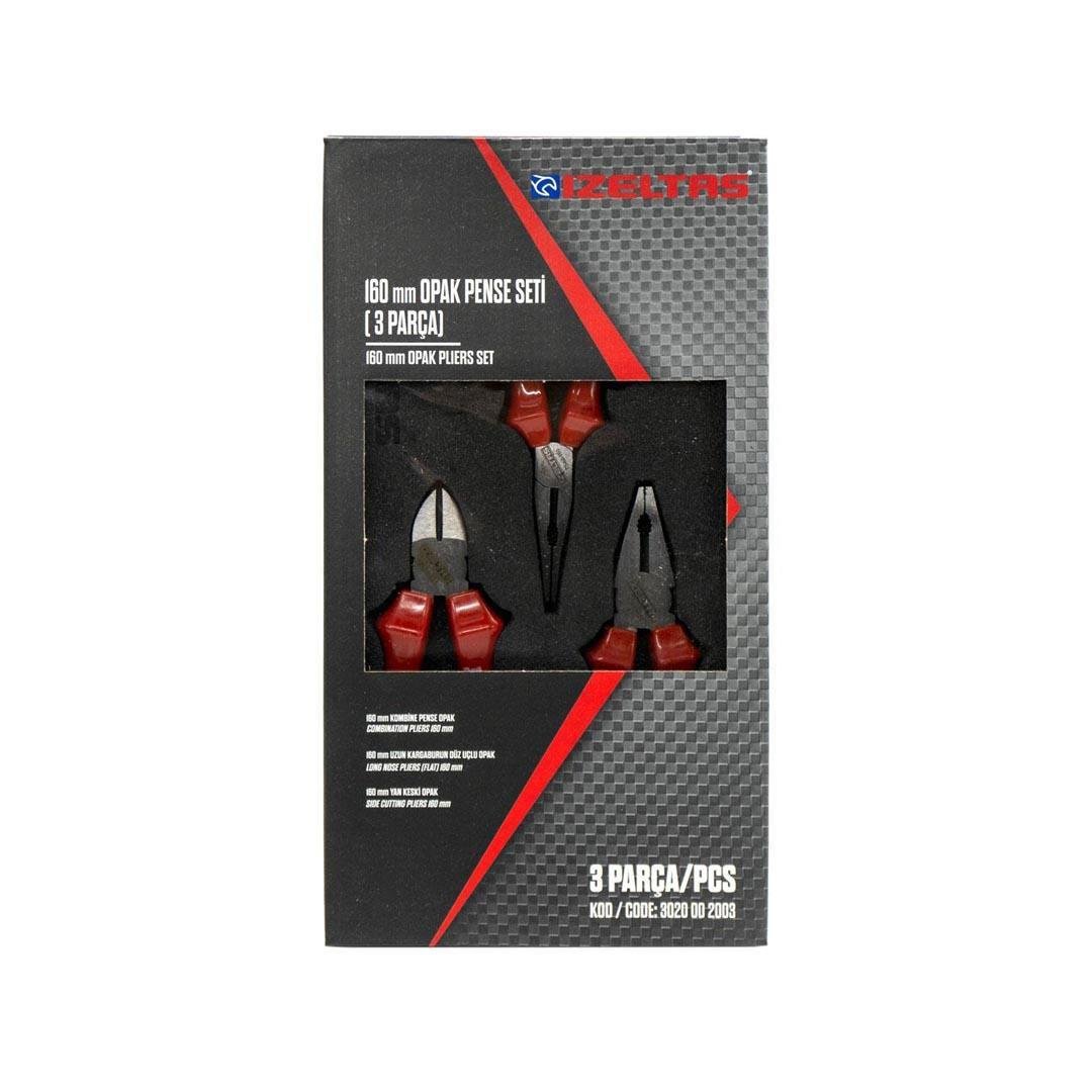 İzeltaş Opak Seri 160 mm Pense Yan Keski Kargaburun Seti 3 Parça