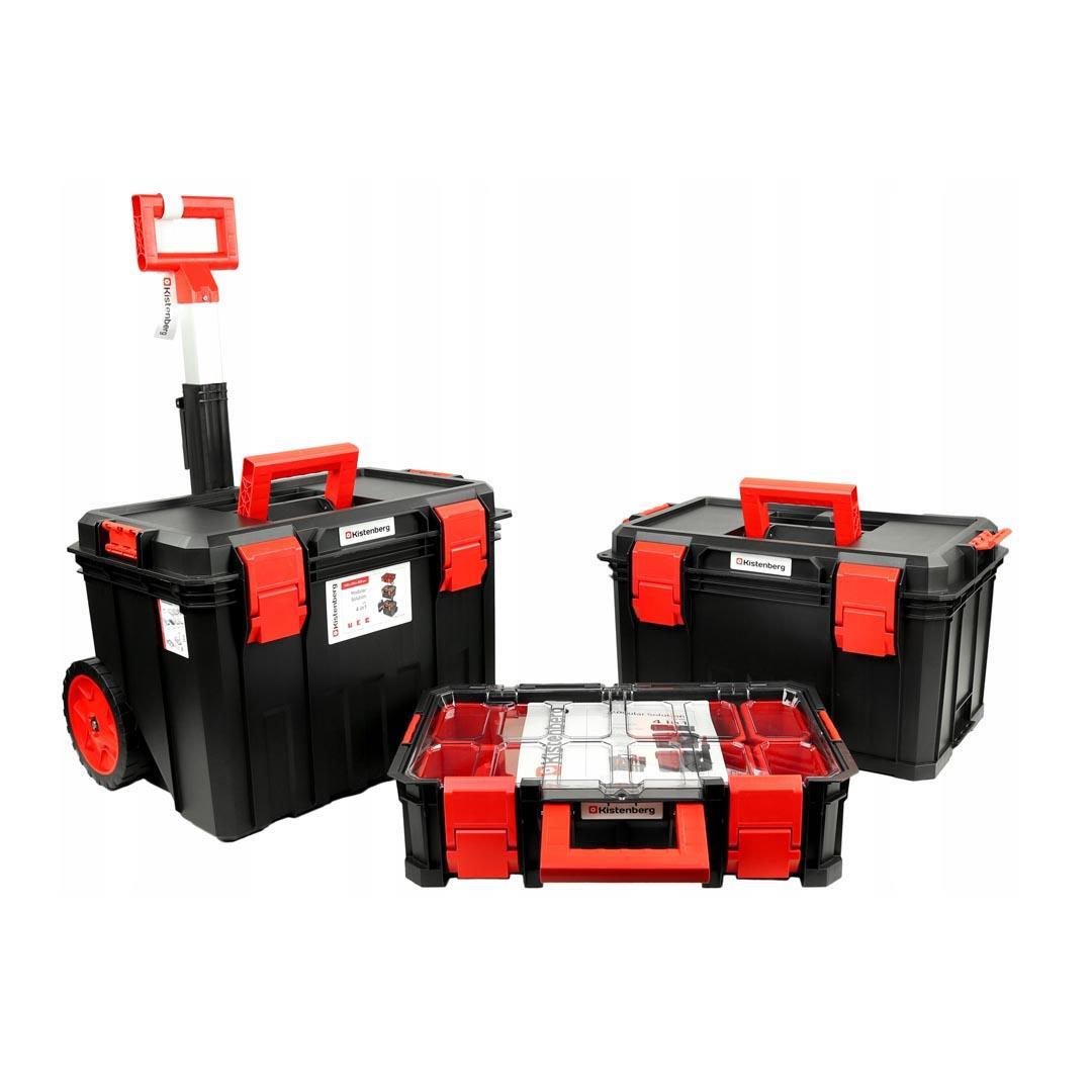 Kistenberg Modular Solution 3'Lü Set KMSS553585B Modüler Çözüm 3 Parçalı Tekerlekli Alet Kutusu Seti