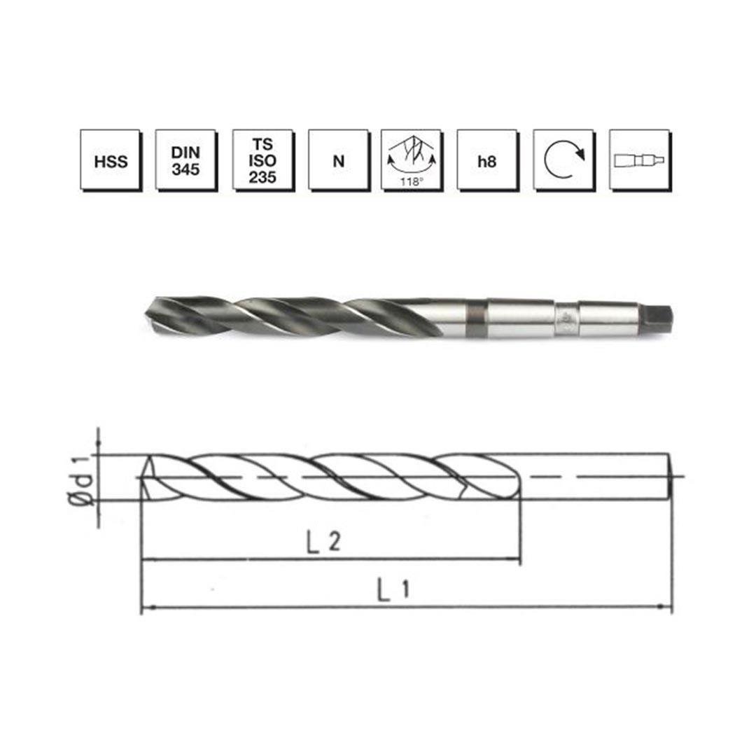 MTE Makina Takım 19.5 mm HSS DIN 345 Mors Konik Saplı Matkap Ucu - B00007401950