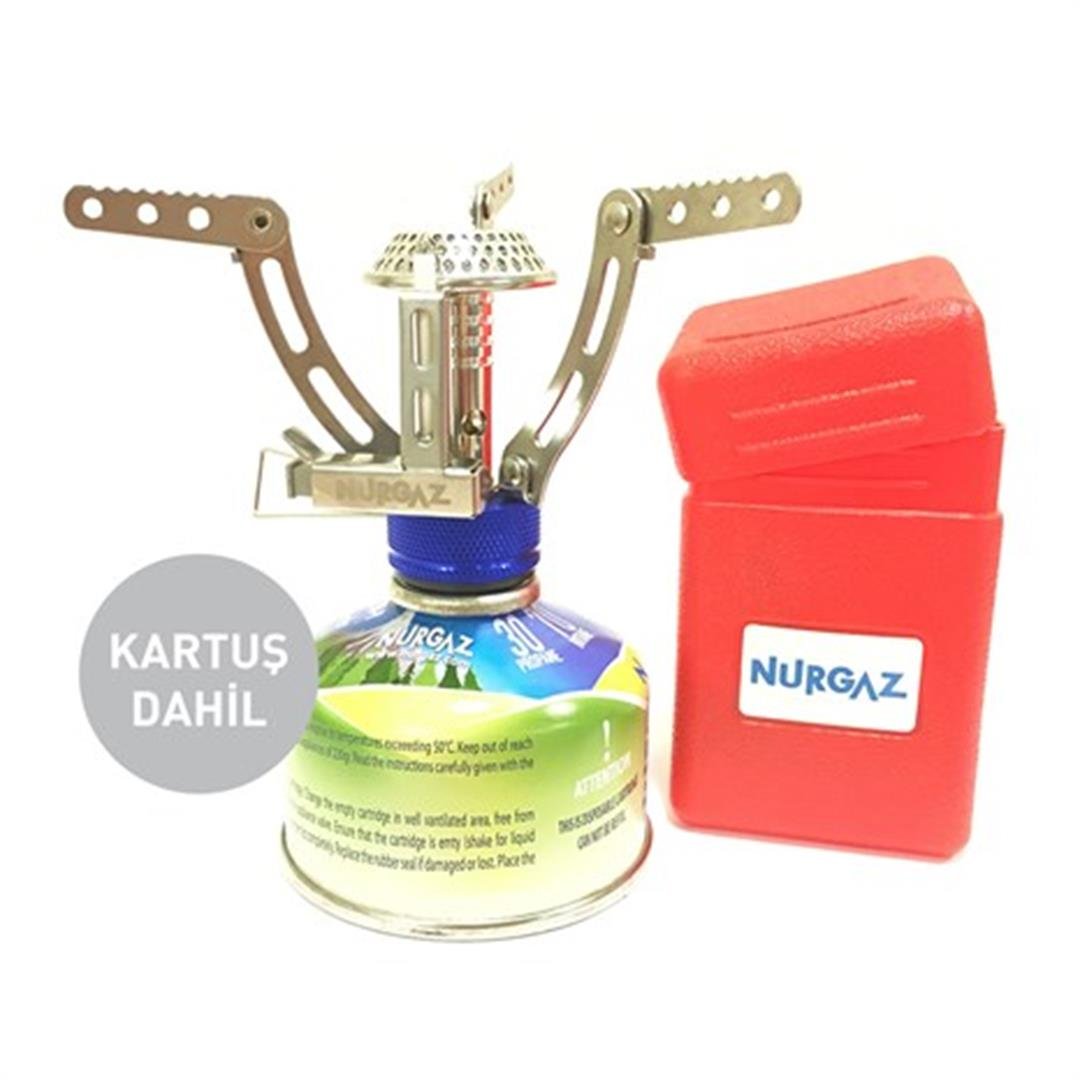 Nurgaz NG-078 Mikro Ocak Ilgaz + Nurgaz NG-203-V Vidalı Yedek Gaz Kartuşu 80 gr. (Kartuş Dahil)