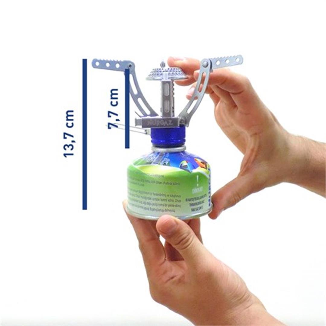 Nurgaz NG-078 Mikro Ocak Ilgaz + Nurgaz NG-203-V Vidalı Yedek Gaz Kartuşu 80 gr. (Kartuş Dahil)