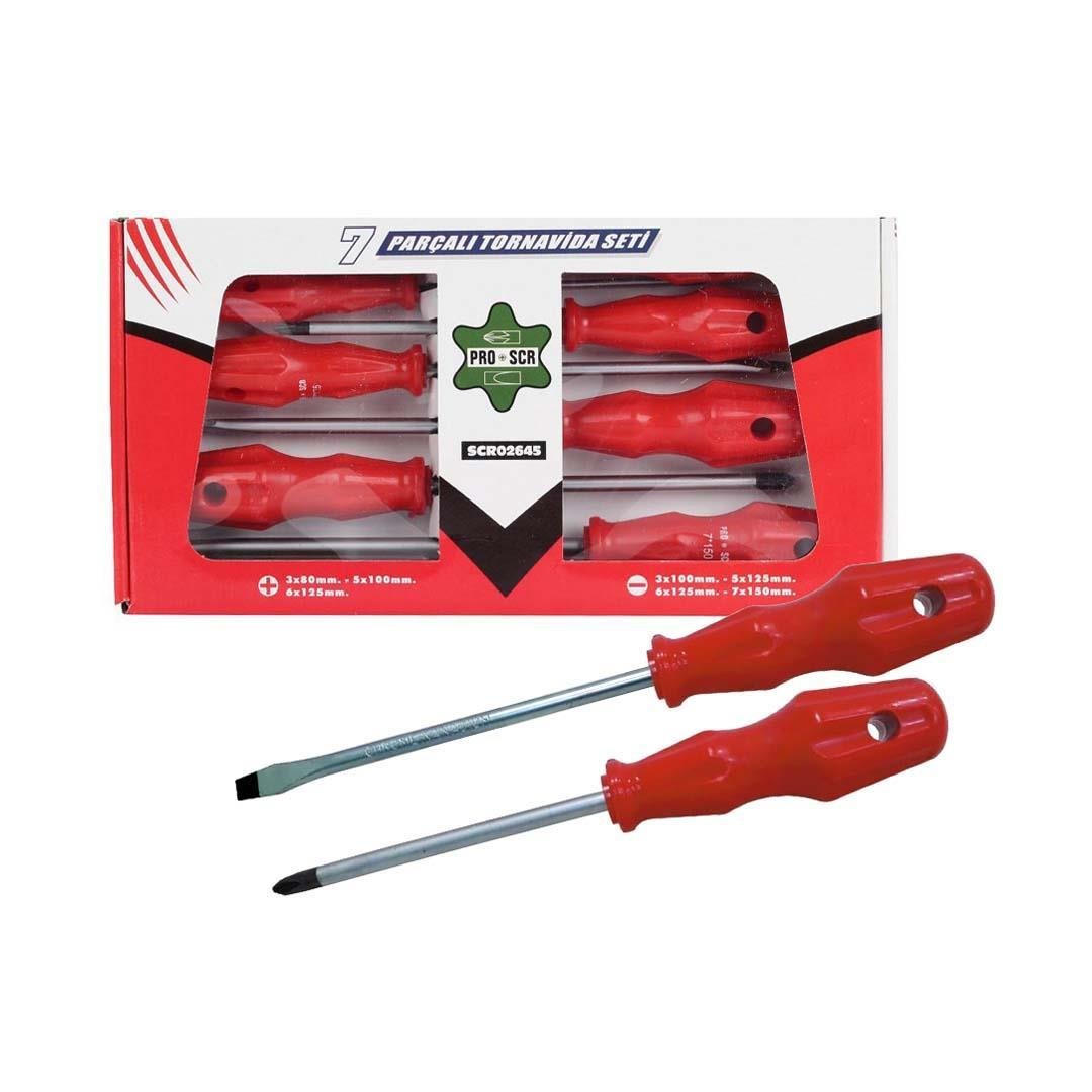 Pro-Scr SCR02645 Düz ve Yıldız Uçlu Tornavida Seti 7 Parça
