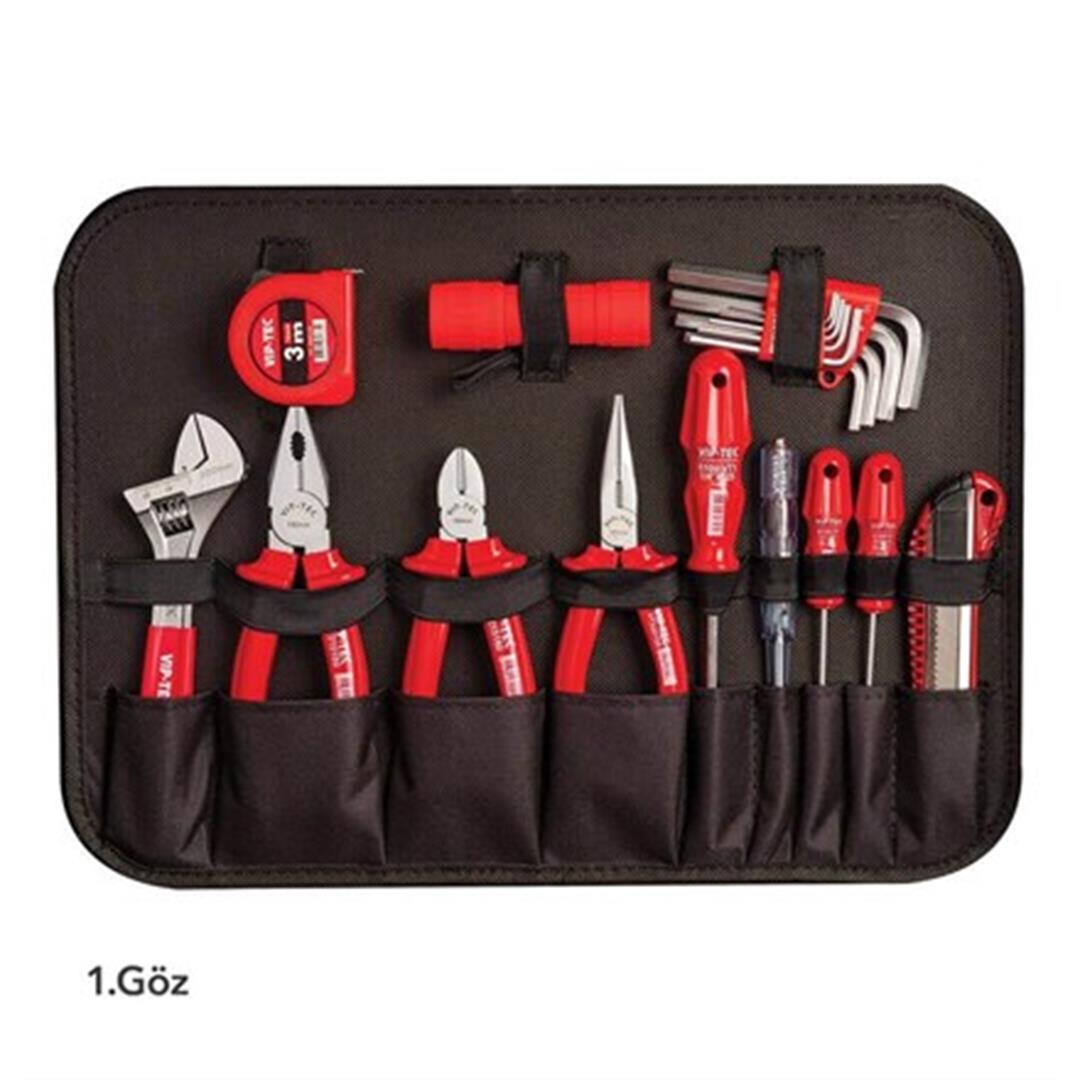 Vip-Tec VT100020D-130 Formen Dolu Takım Çantası 130 Parça 3 Gözlü