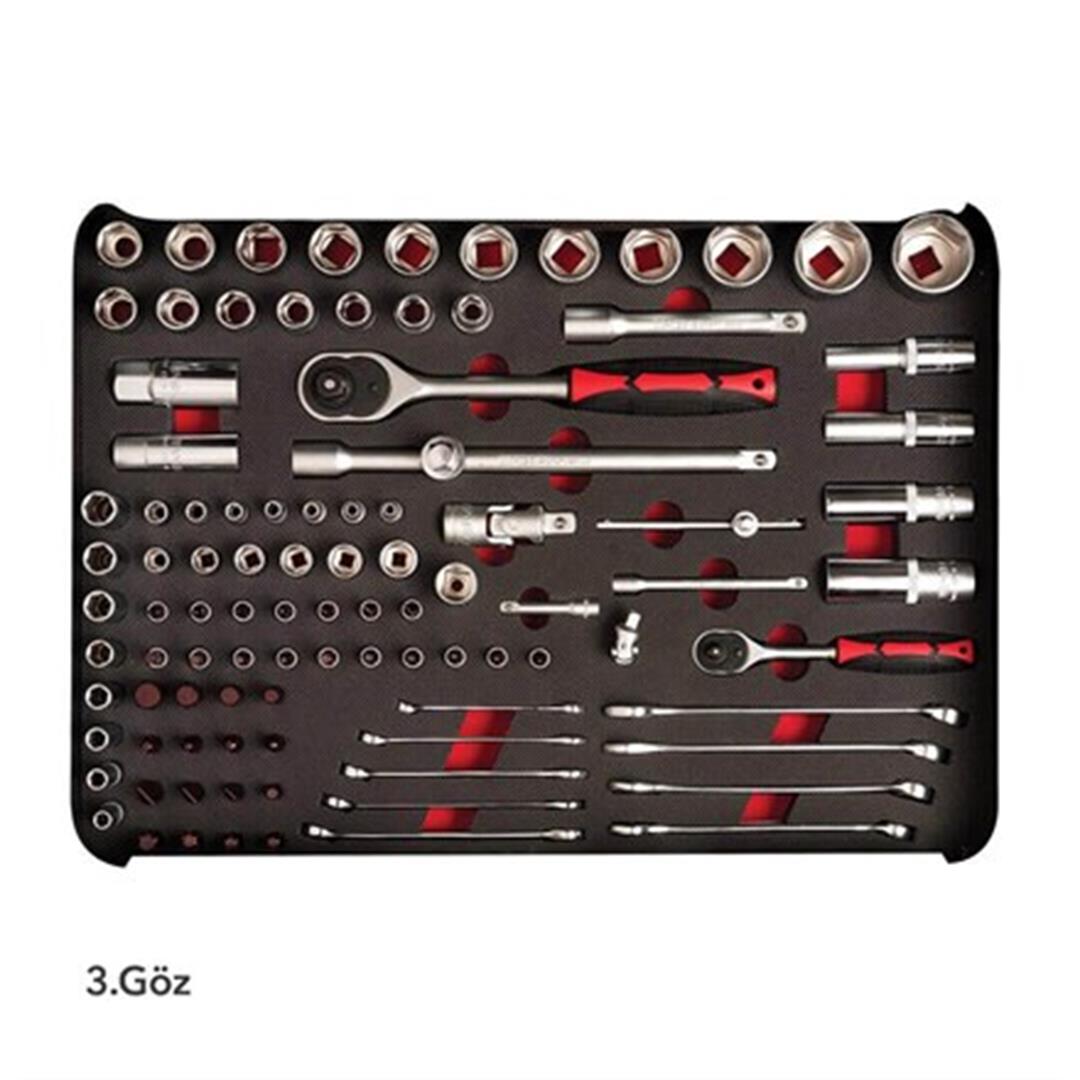 Vip-Tec VT100020D-130 Formen Dolu Takım Çantası 130 Parça 3 Gözlü