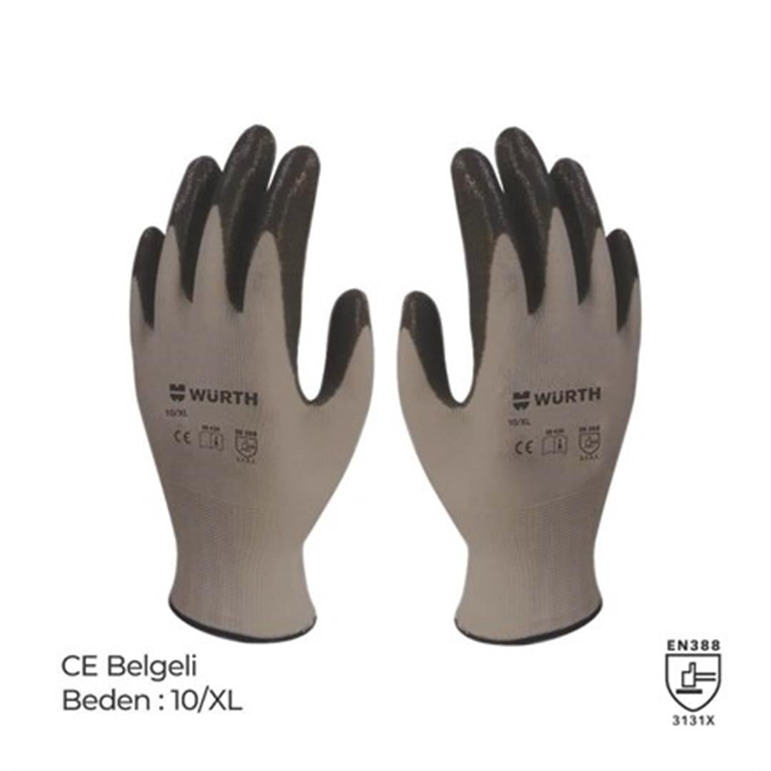 Würth Nitril Mekanikçi Eldiveni Gri-Siyah No:10/XL