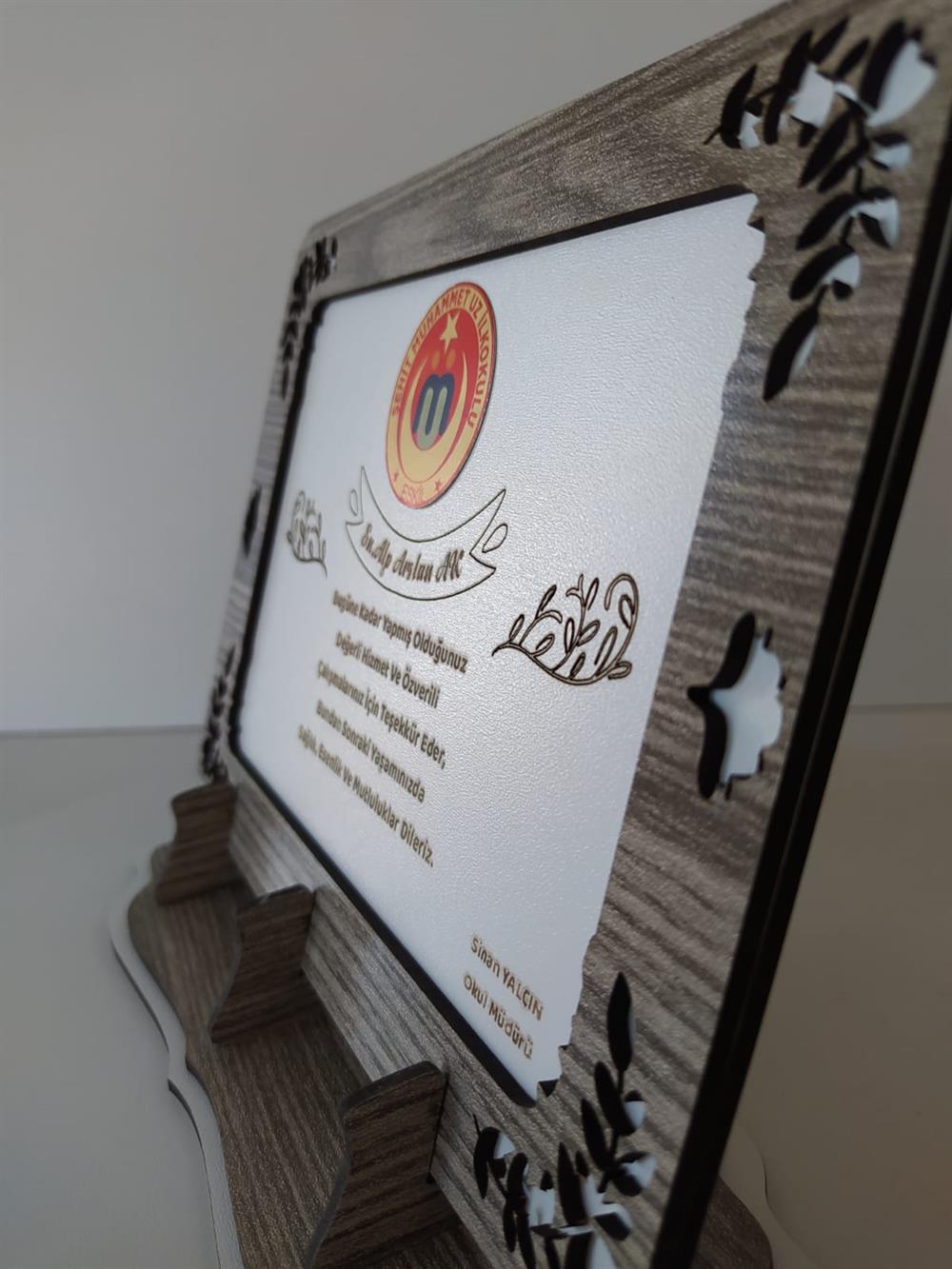 Kişiye Özel İsim-Logolu Ahşap Mdf Plaket Hediyelik