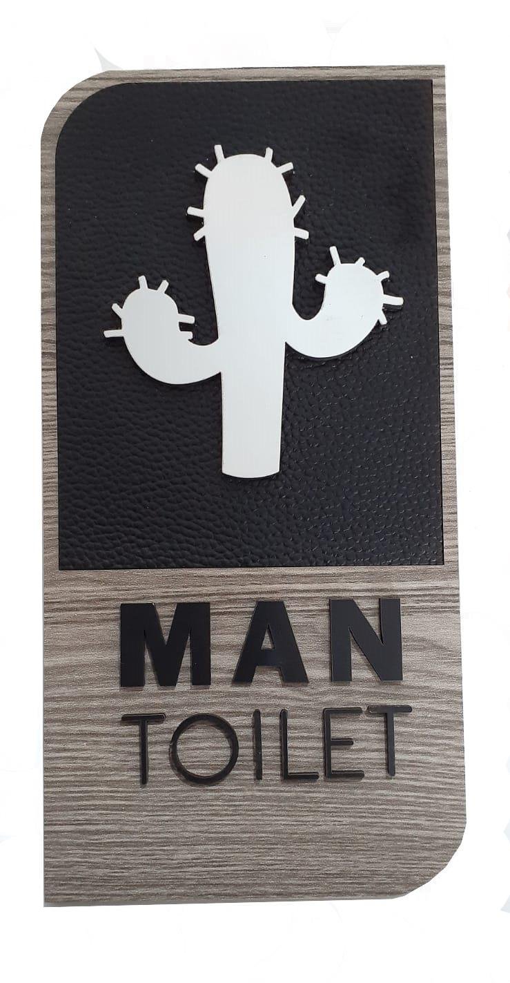 Okulekspres Man/Erkek Mdf Lazer Kesim Deri Tuvalet Kapı İsimliği Tabela Ahşap