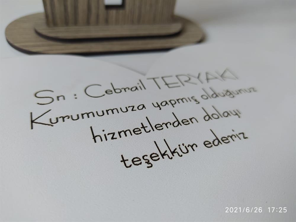 Kişiye Özel 3mm Mdf Masa Üzeri Hediyelik Plaket
