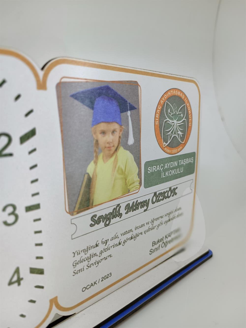 Kişiye Özel Saatli Süblümasyonlu Plaket