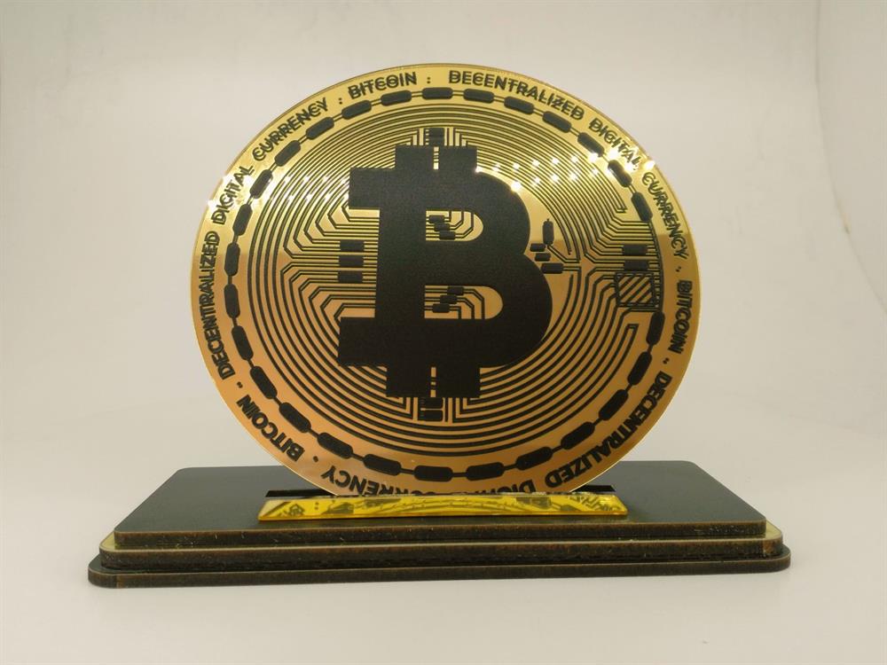 Bitcoin Para Kişiye Özel İsmli Masa Üzeri Dekor 20x20 cm