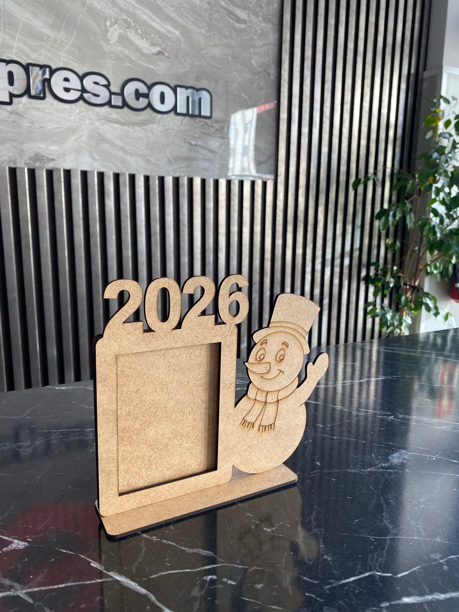 Okulekspres 2026 Kardan Adam Ahşap Boyama Resim Çerçeve