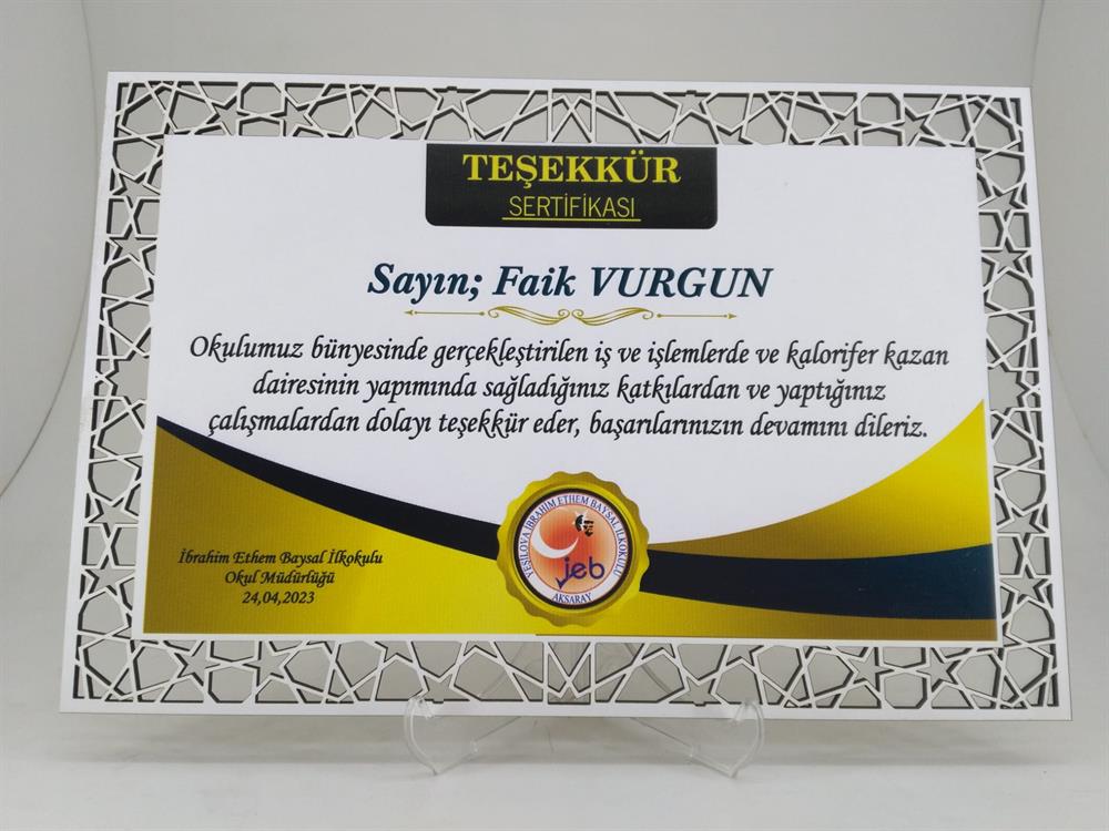 Kişiye Özel Ahşap Mdf Sertifika