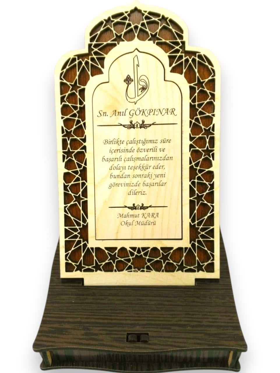 Kişiye Özel Ahşap Mdf Kutusunda Plaket