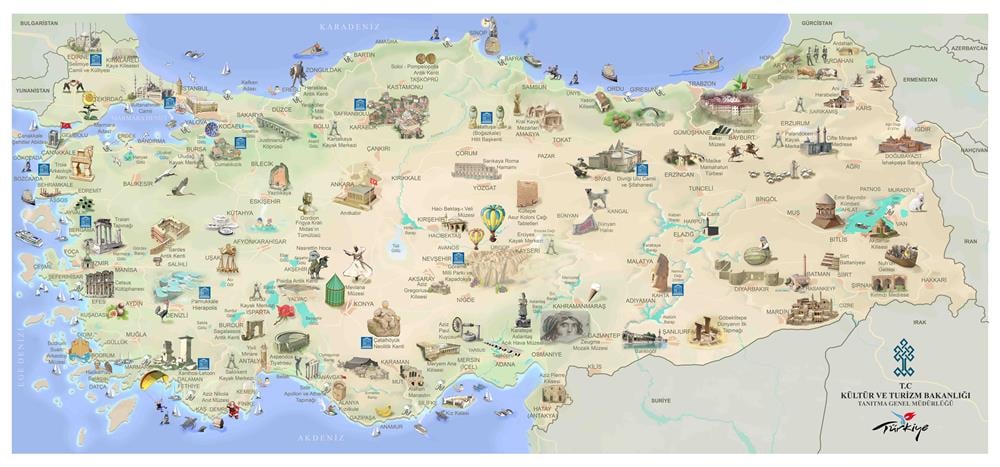 Türkiye Turistik Simgeler Haritası 3 Afiş Poster
