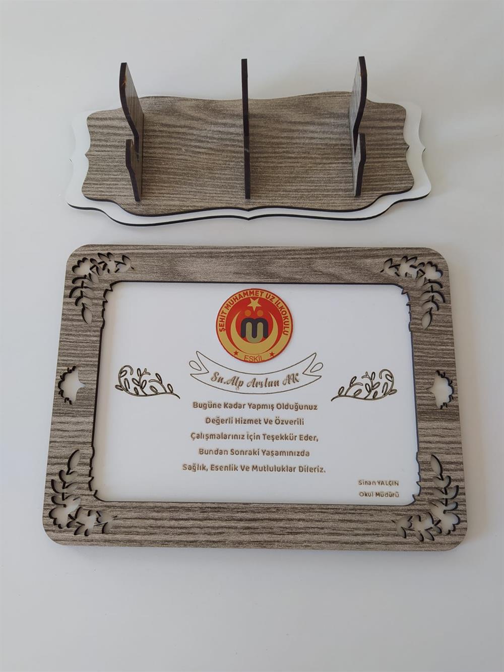 Kişiye Özel İsim-Logolu Ahşap Mdf Plaket Hediyelik
