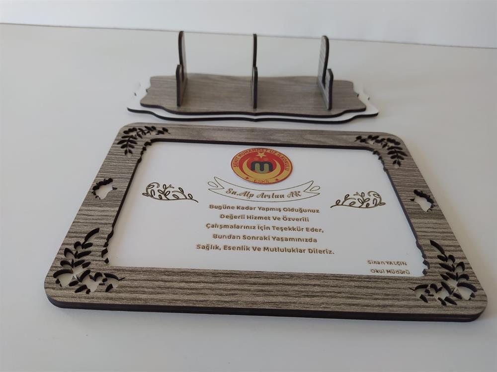Kişiye Özel İsim-Logolu Ahşap Mdf Plaket Hediyelik