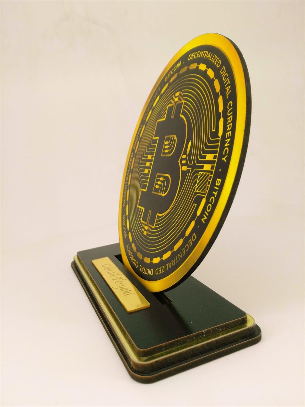 Bitcoin Para Kişiye Özel İsmli Masa Üzeri Dekor 20x20 cm