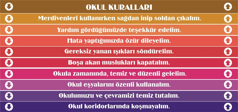 Okul Kuralları Merdiven Yazıları