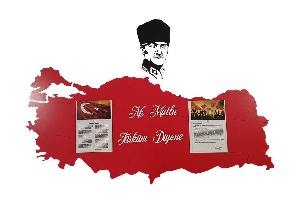 Özel Tasarım Atatürk Köşesi - Panosu Lazer Kesim 3mm Mdf
